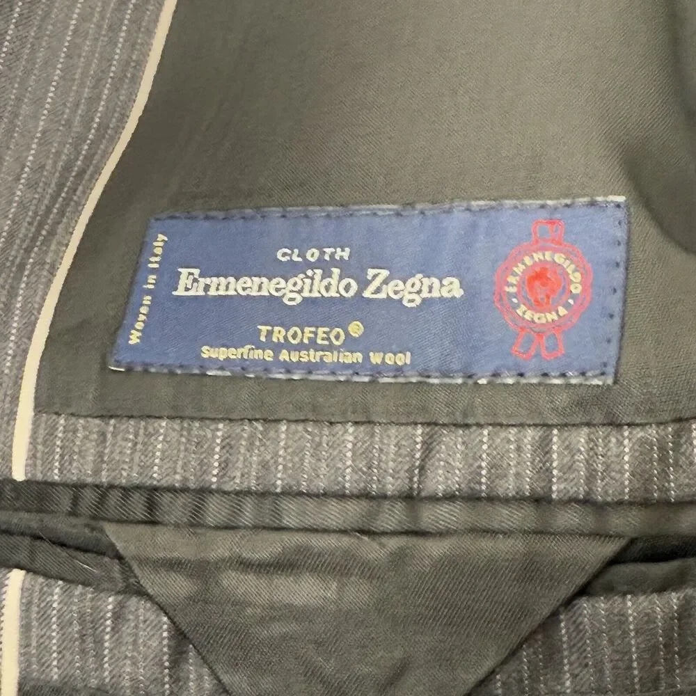 Saks Fifth Avenue Ermenegildo Zegna Mens Blazer 42S Grey Wool Sport Coat Stripe